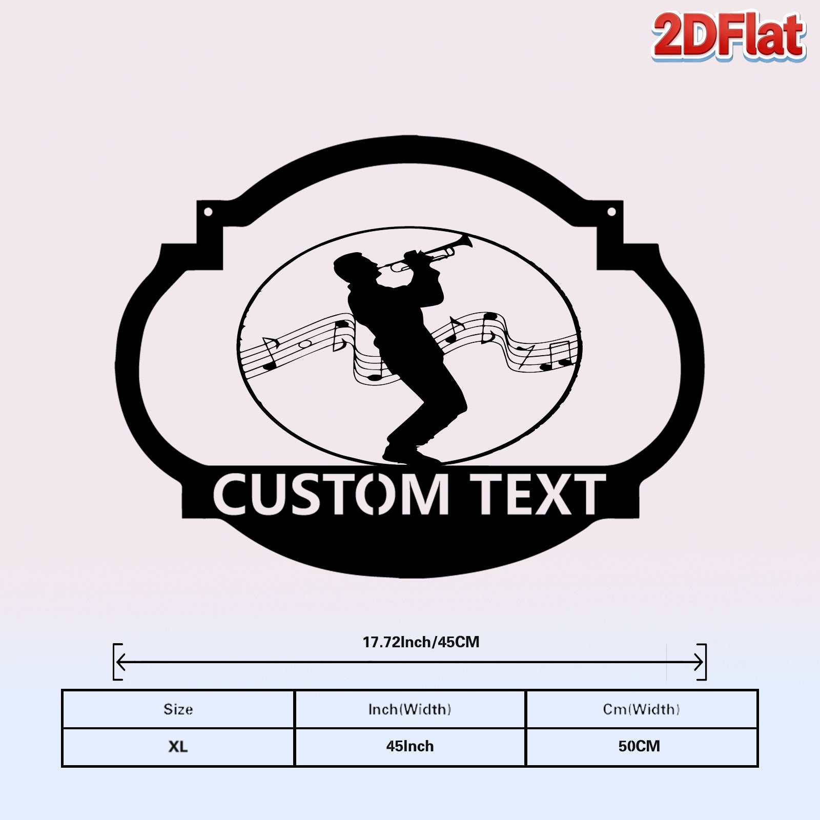 Custom Trumpet Player & Music Notes Metal Sign