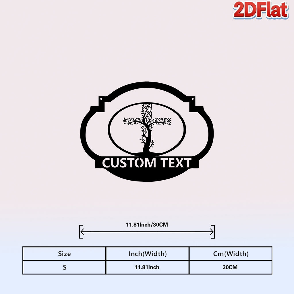 Custom Oval Frame Tree Silhouette Metal Sign