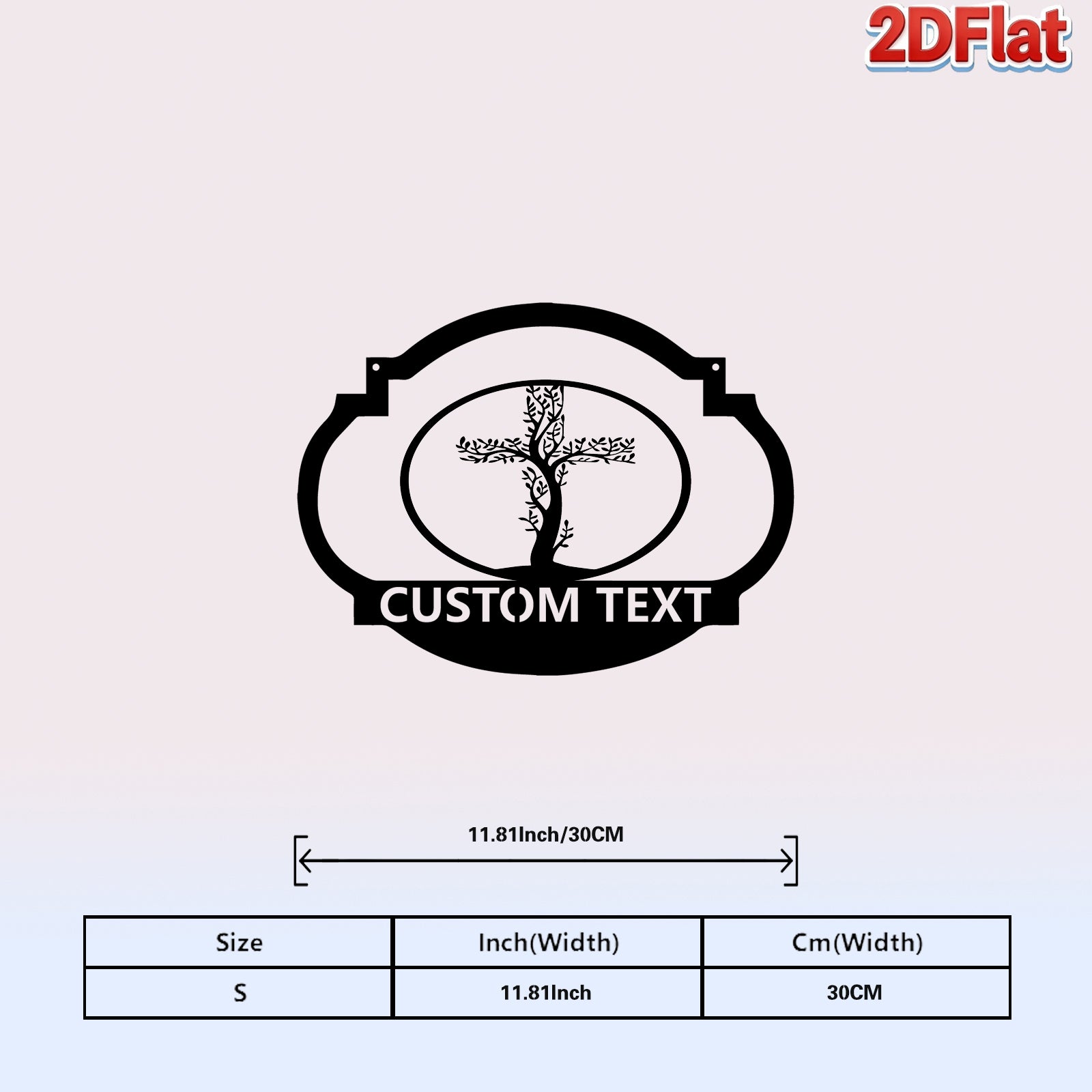Custom Oval Frame Tree Silhouette Metal Sign