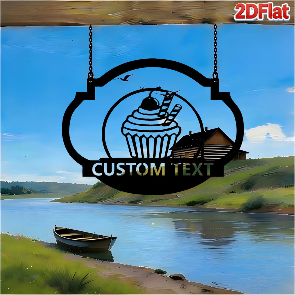 Custom Cupcake with Cherry Metal Sign