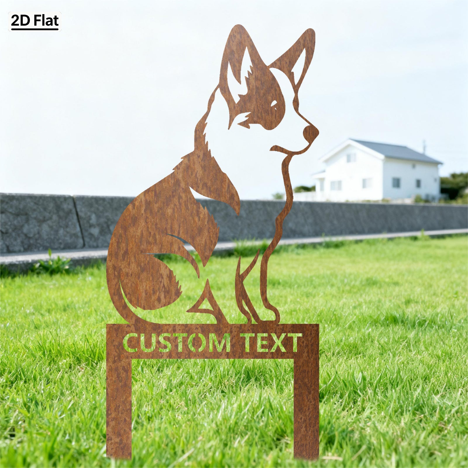 Bespoke Corgi Silhouette Metal Stake