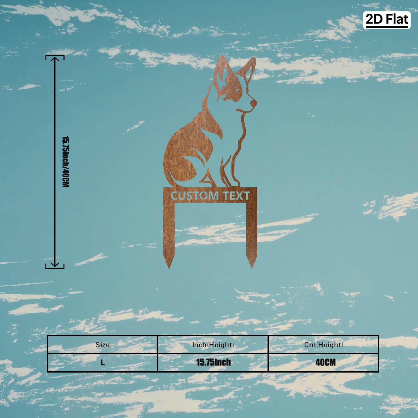 Bespoke Corgi Silhouette Metal Stake