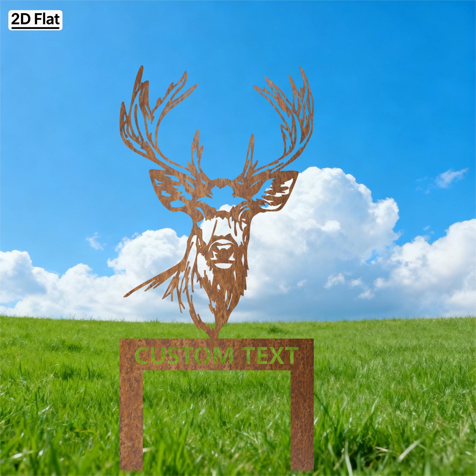 Custom Deer Head Metal Garden Stake