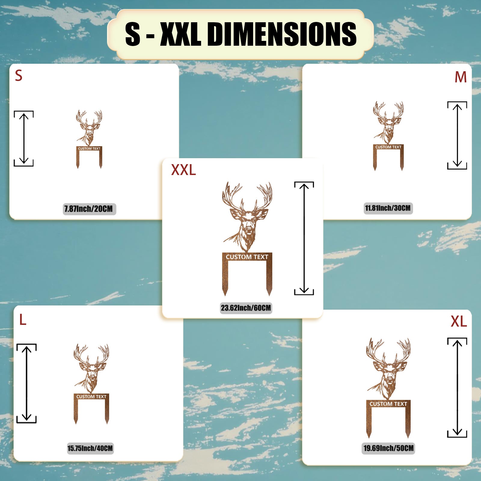 Custom Deer Head Metal Garden Stake