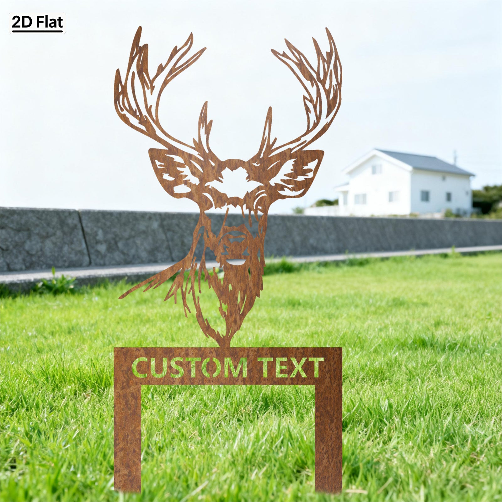 Custom Deer Head Metal Garden Stake