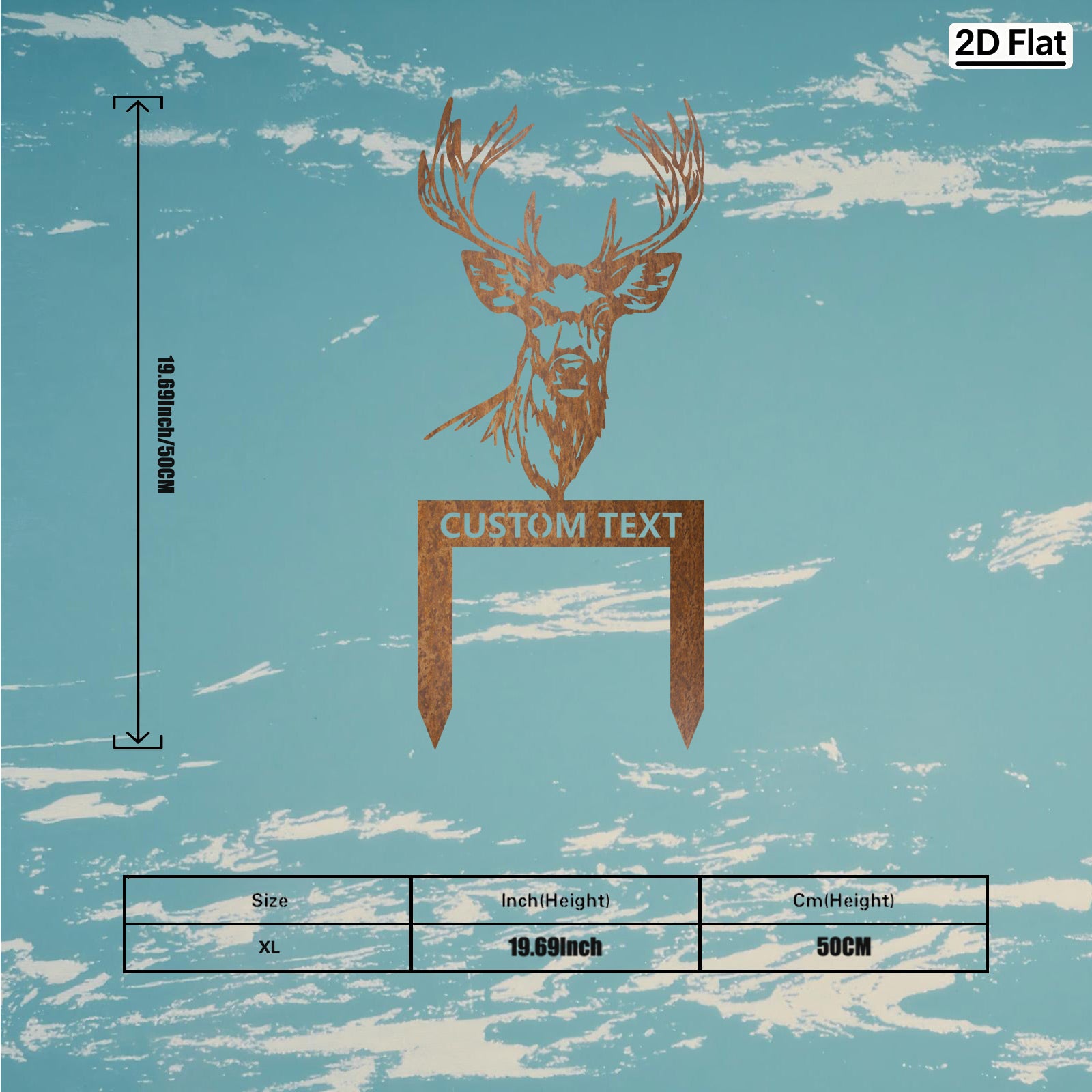 Custom Deer Head Metal Garden Stake