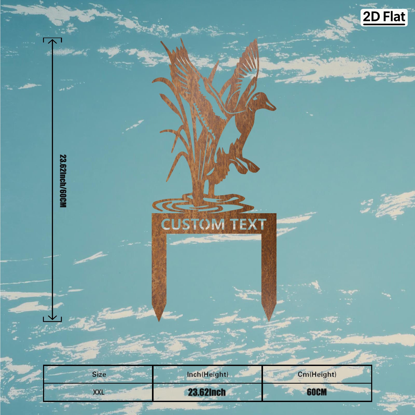 Custom Flying Duck & Reeds Metal Stake