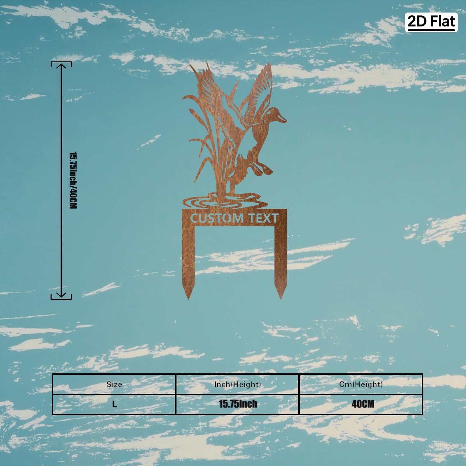 Custom Flying Duck & Reeds Metal Stake