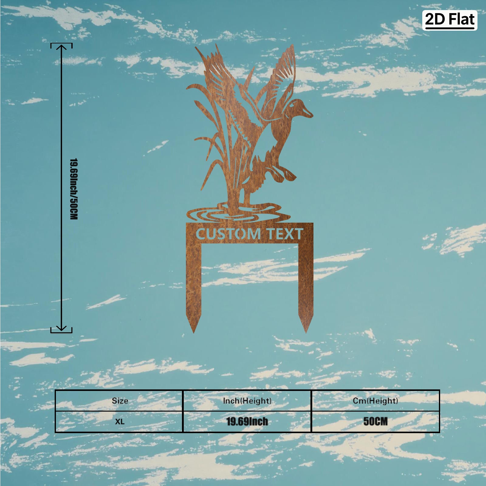 Custom Flying Duck & Reeds Metal Stake