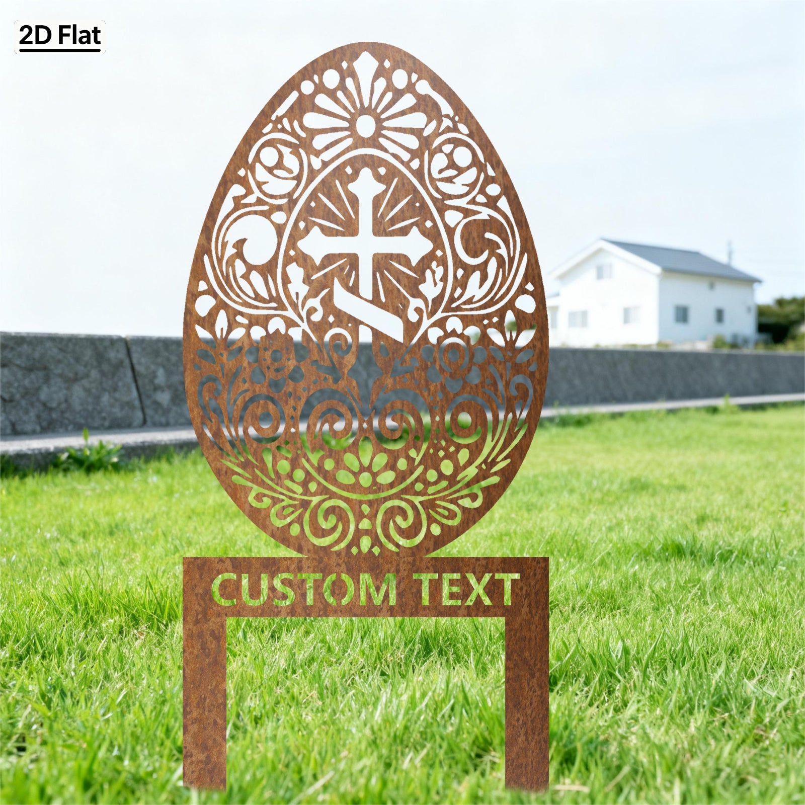 Custom Cross & Anchor Easter Egg Metal Stake