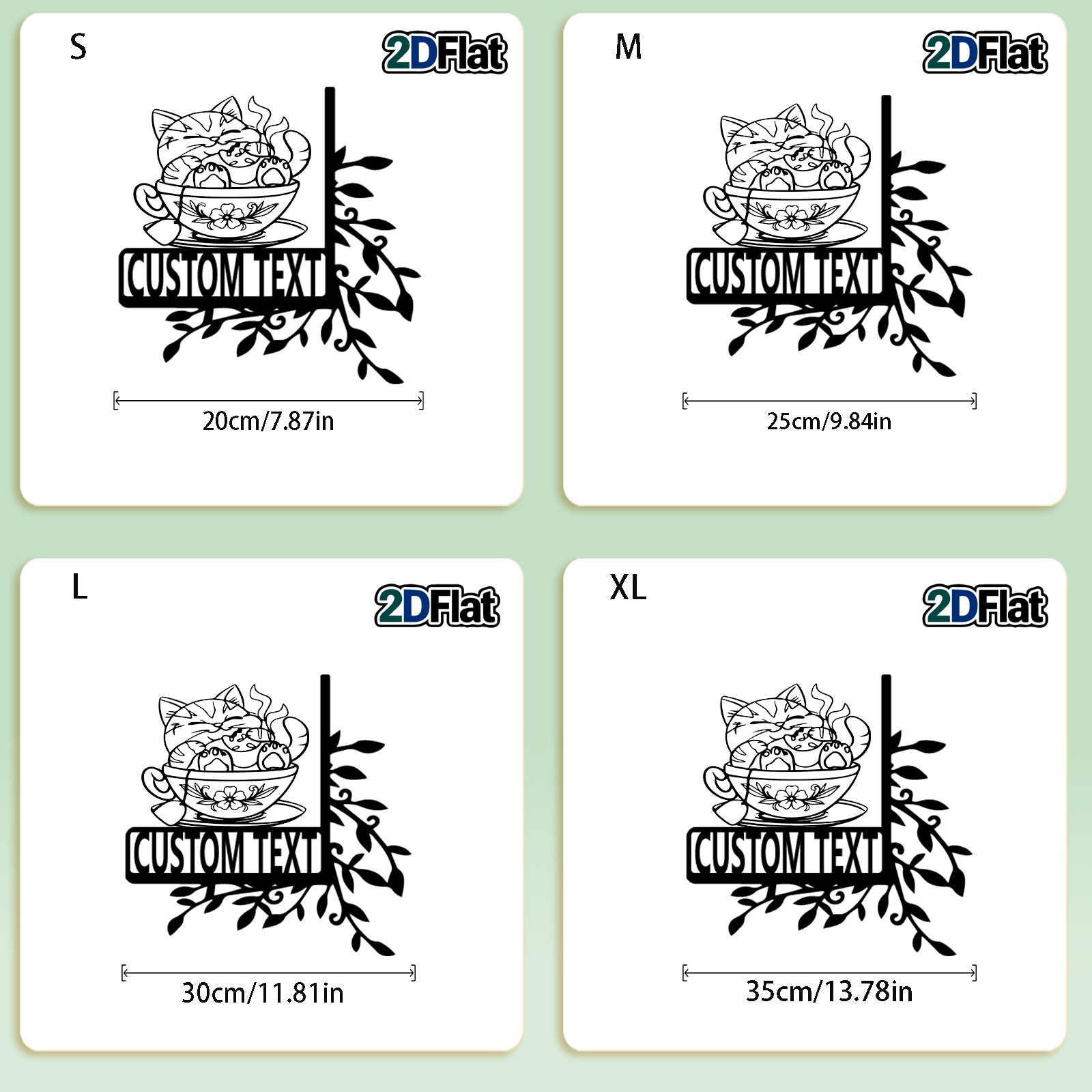 Custom Cat-in-Cup Metal House Number Sign