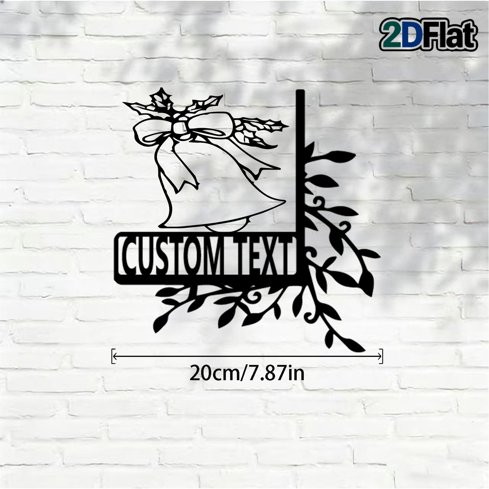 Custom Bell & Holly Metal House Number Sign