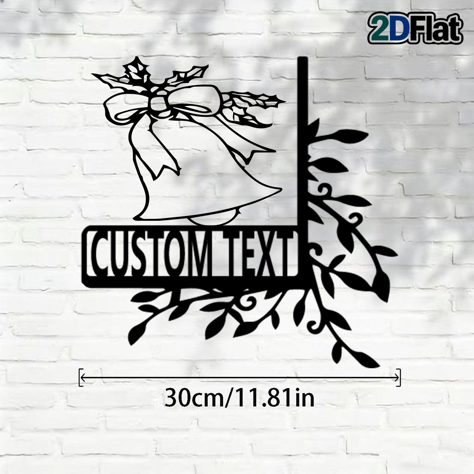 Custom Bell & Holly Metal House Number Sign