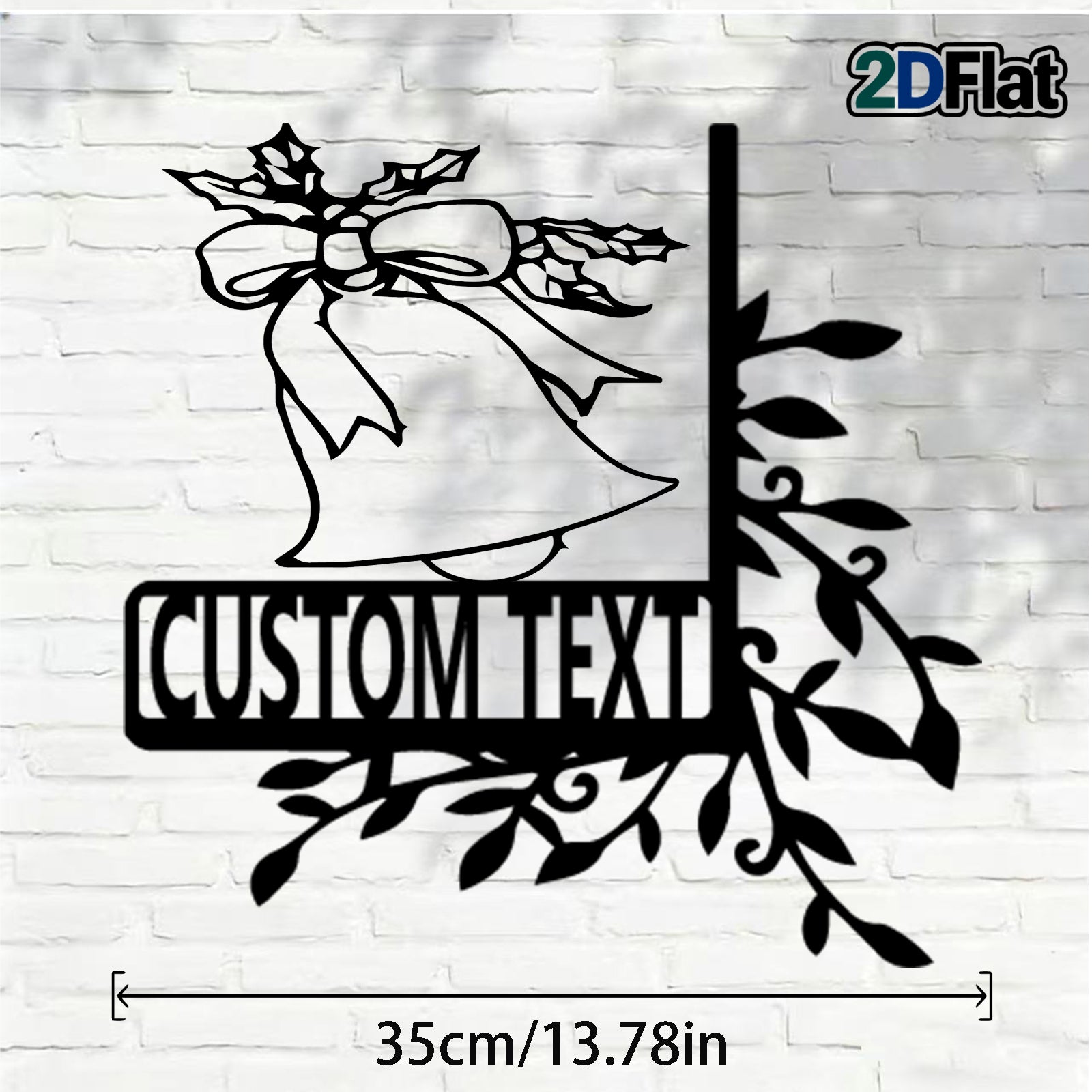 Custom Bell & Holly Metal House Number Sign