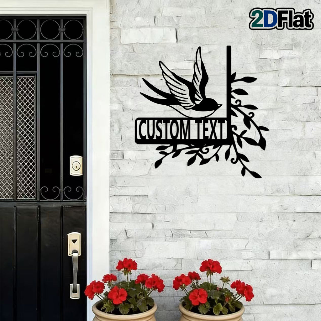Personalized Flying Swallow Metal House Number Sign