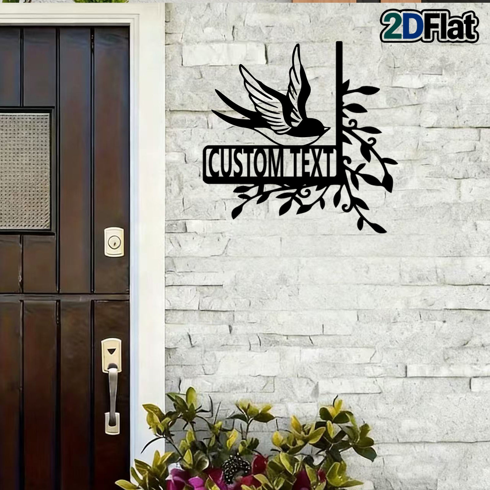 Personalized Flying Swallow Metal House Number Sign