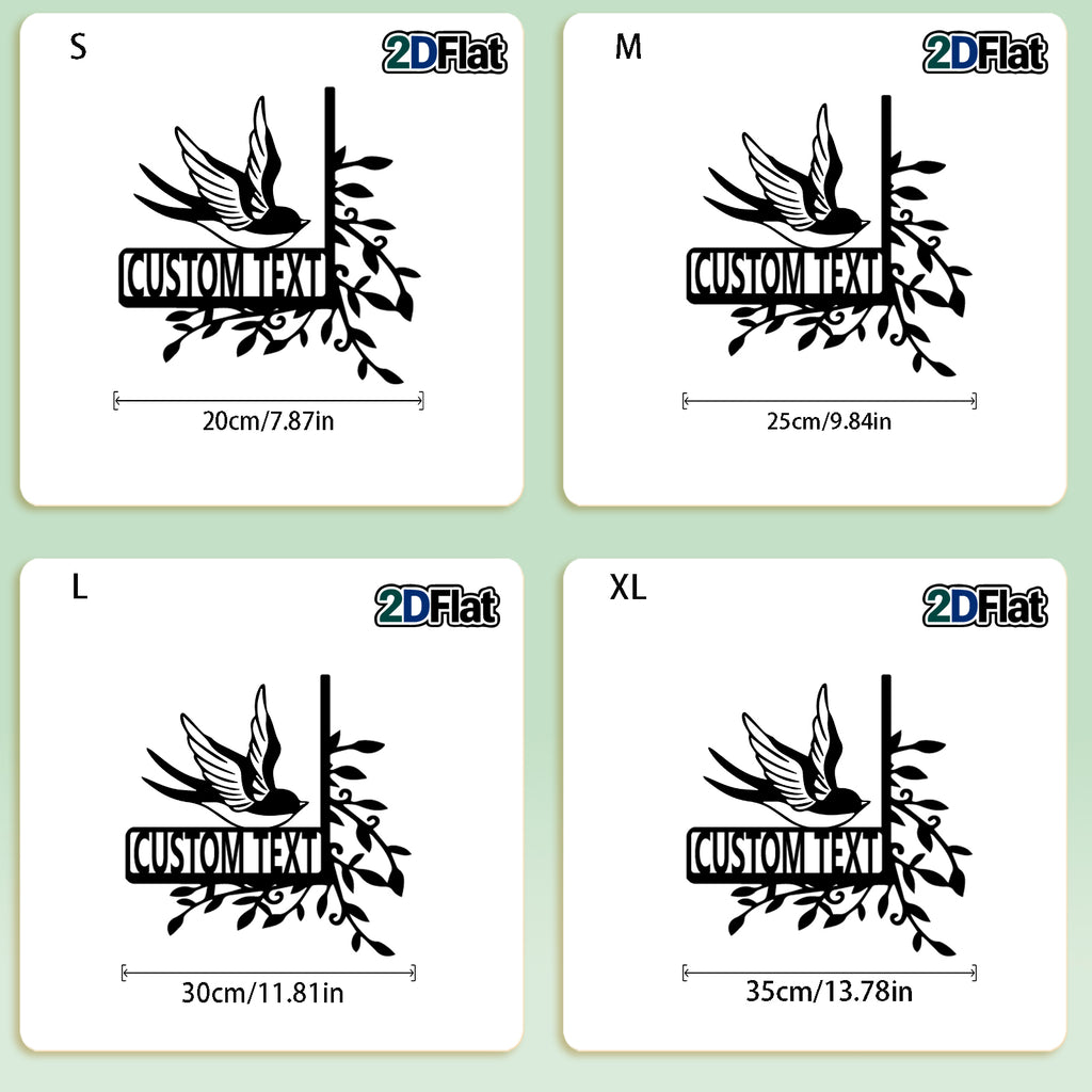 Personalized Flying Swallow Metal House Number Sign