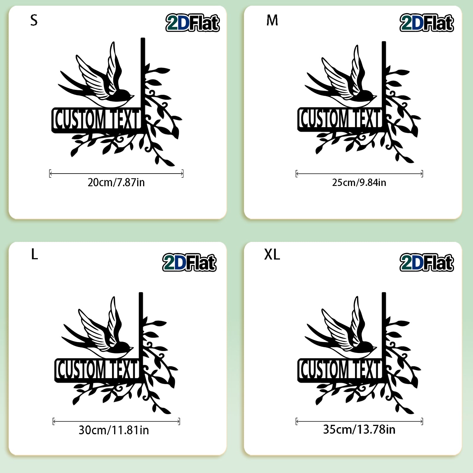 Personalized Flying Swallow Metal House Number Sign