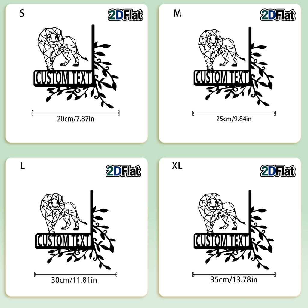 Custom Geometric Lion Metal House Number Sign