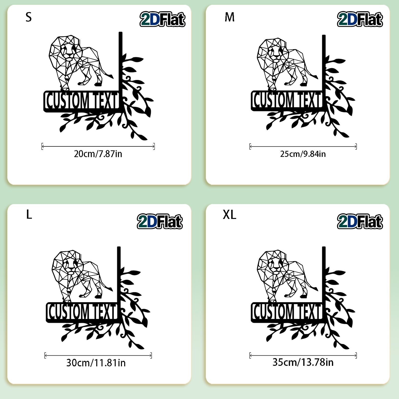 Custom Geometric Lion Metal House Number Sign