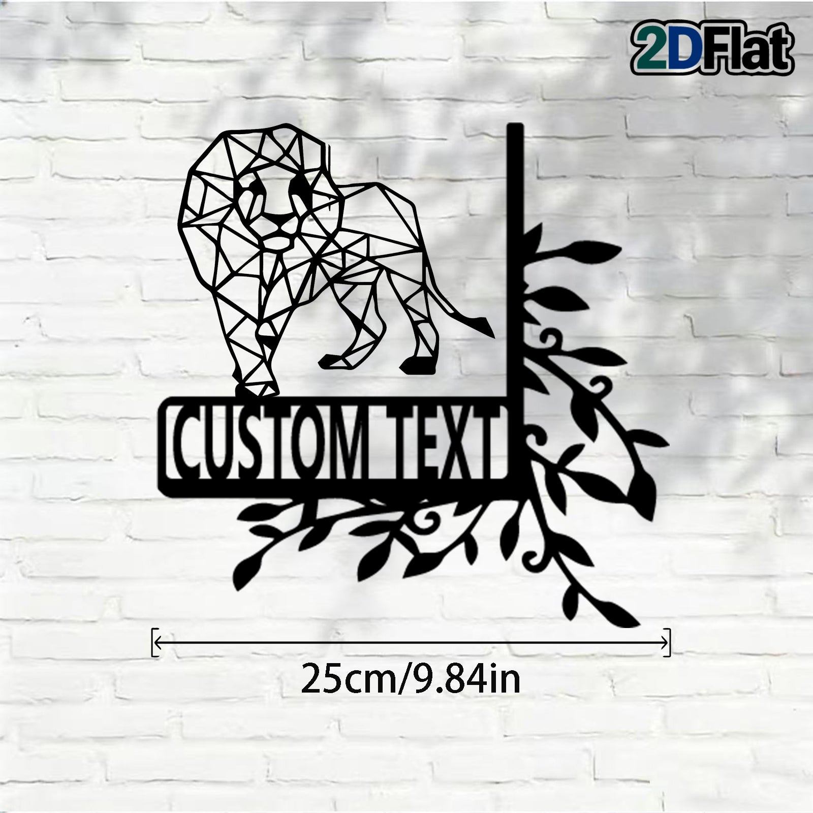 Custom Geometric Lion Metal House Number Sign