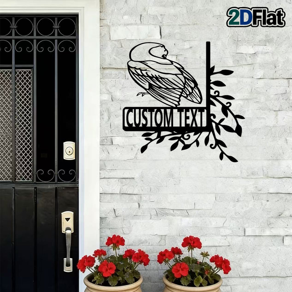 Personalized Minimalist Bird Metal House Number Sign