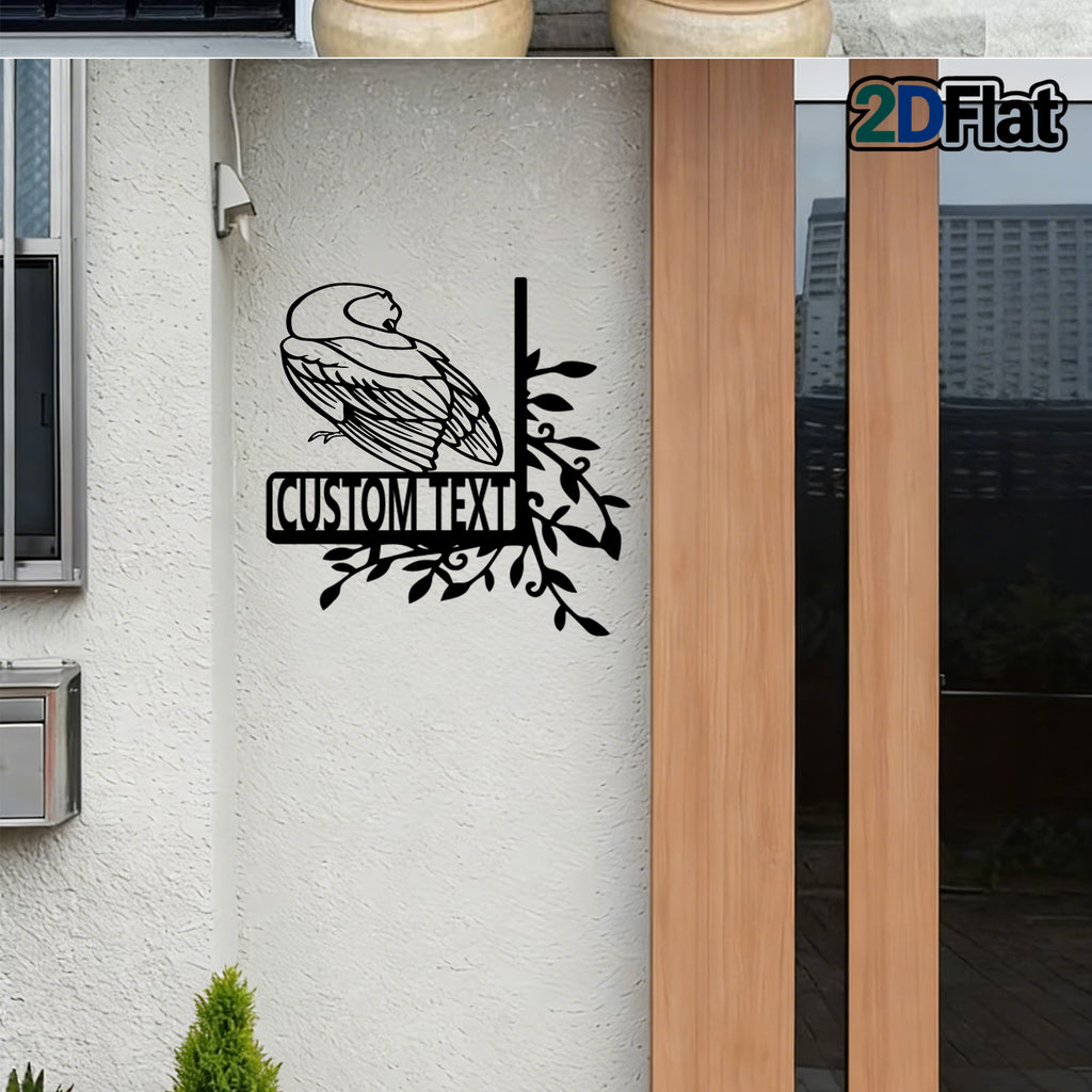 Personalized Minimalist Bird Metal House Number Sign