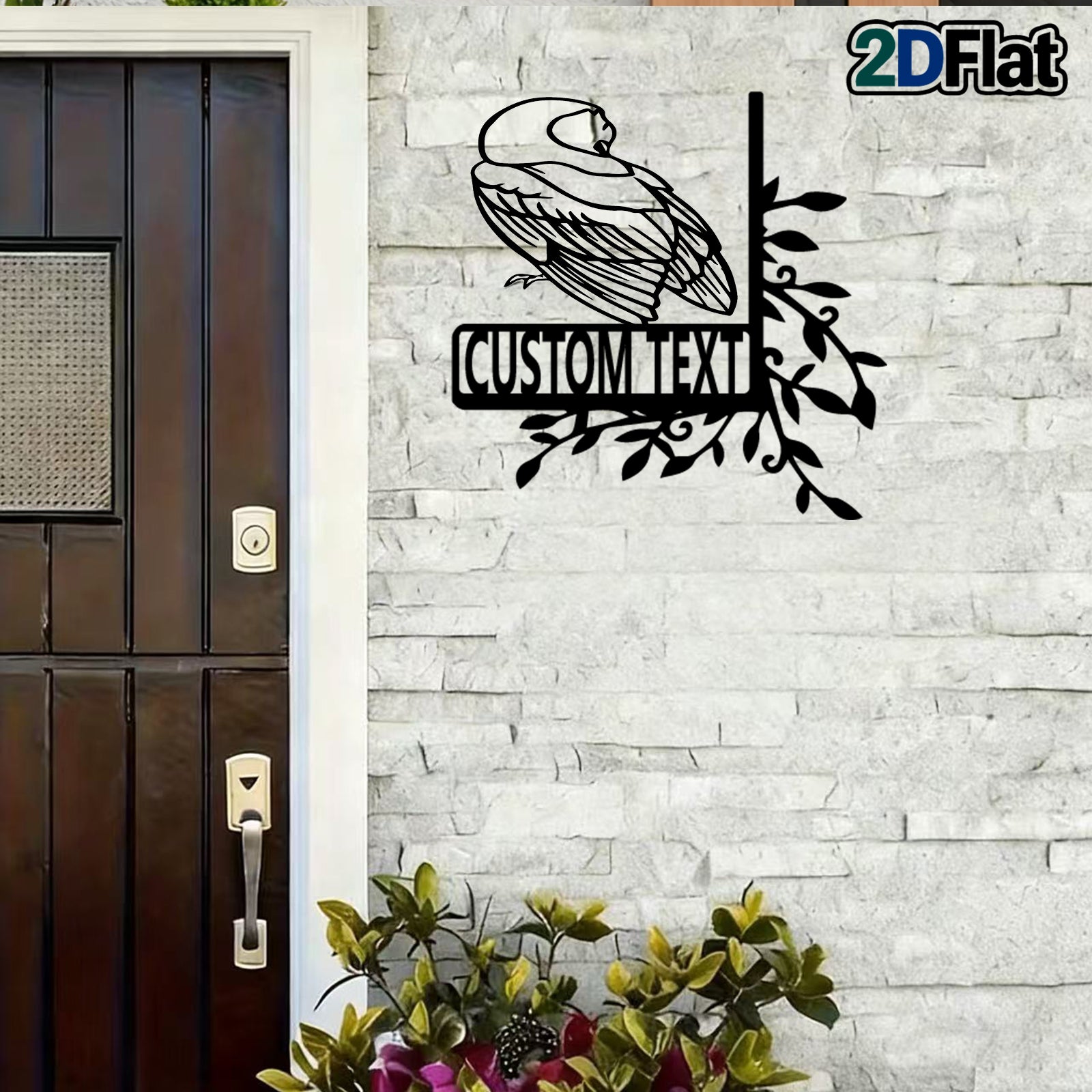 Personalized Minimalist Bird Metal House Number Sign