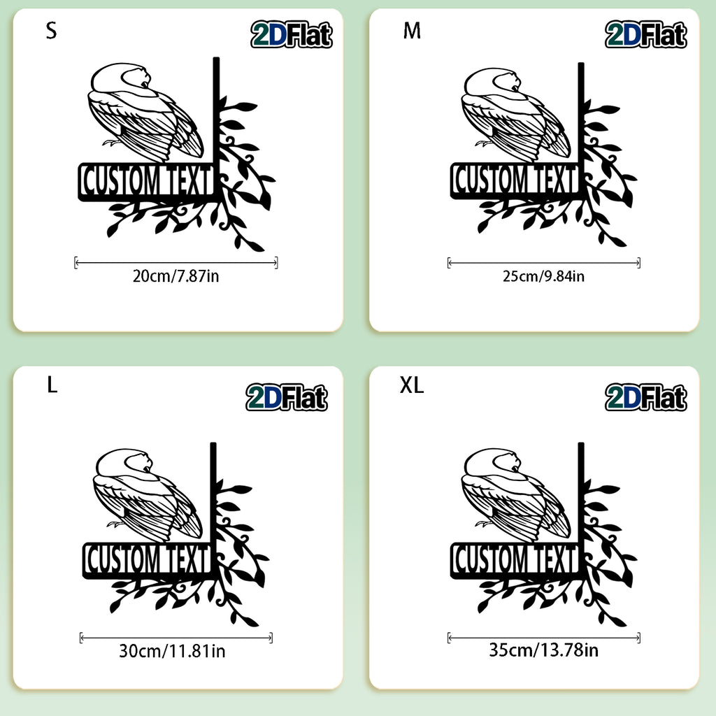 Personalized Minimalist Bird Metal House Number Sign