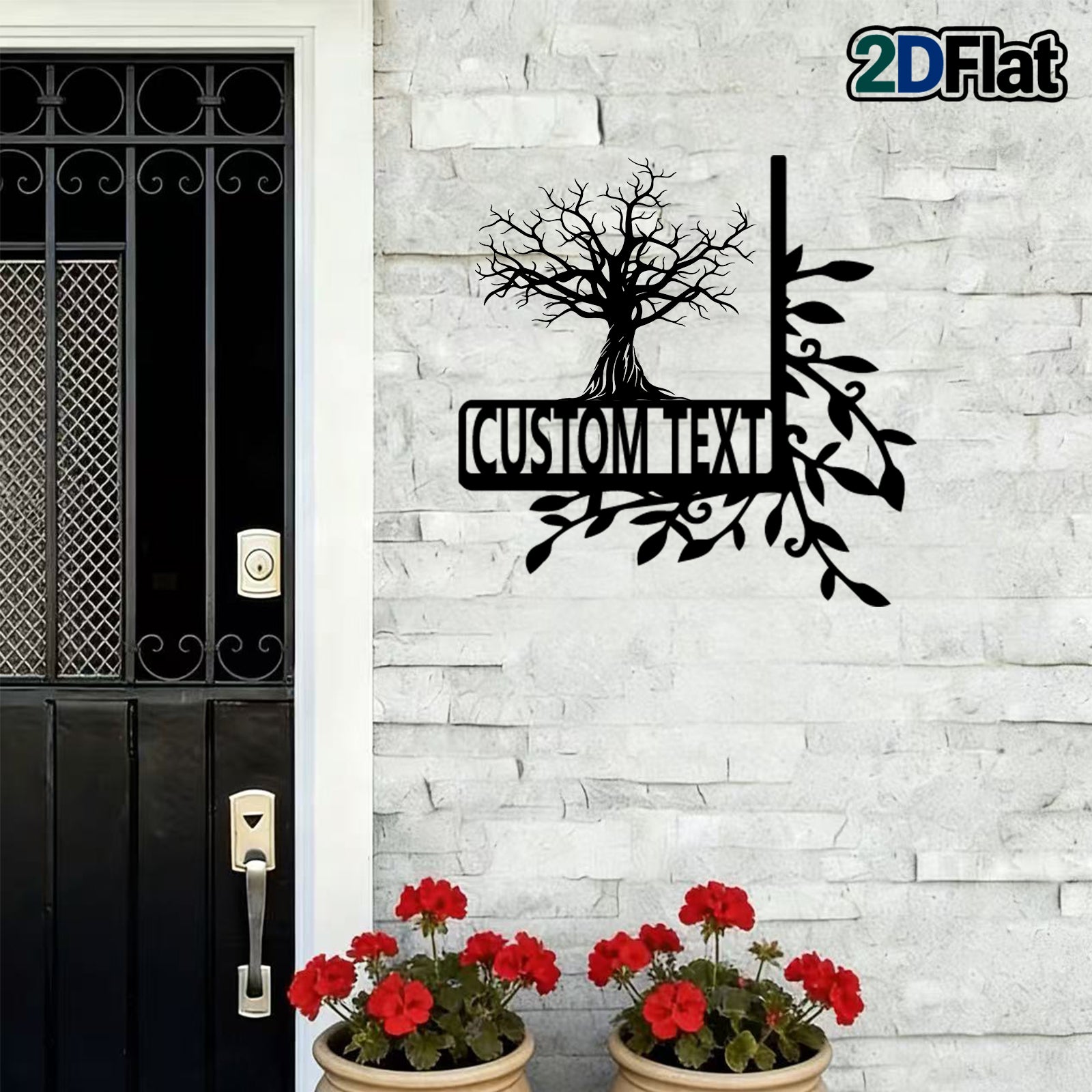 Custom Bare Tree Metal House Number Sign