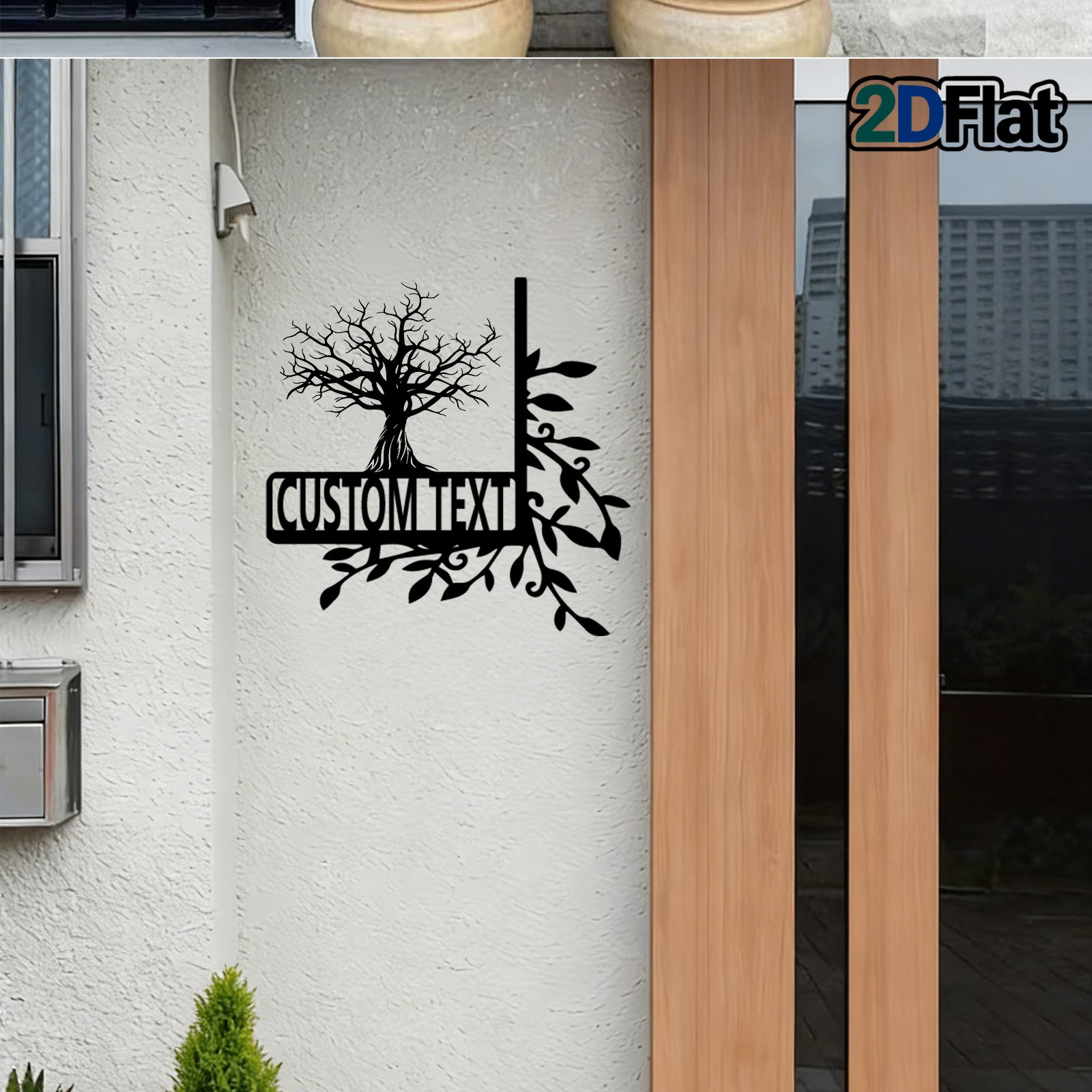 Custom Bare Tree Metal House Number Sign