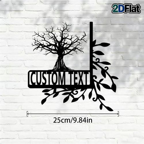 Custom Bare Tree Metal House Number Sign