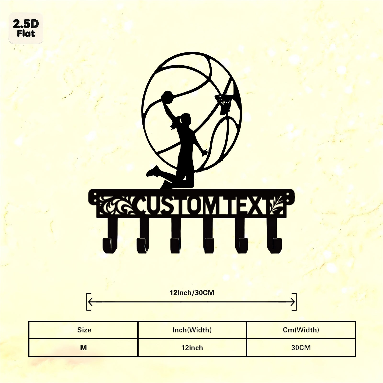 Custom Basketball Dunk Silhouette Metal Wall Sculpture with Hooks