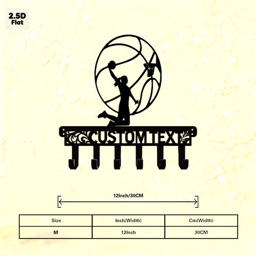 Custom Basketball Dunk Silhouette Metal Wall Sculpture with Hooks
