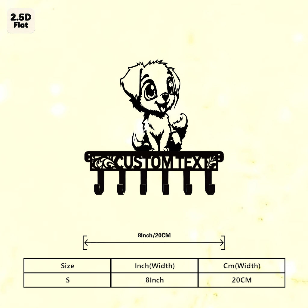 Custom Cute Puppy Metal Wall Sculpture with Hooks