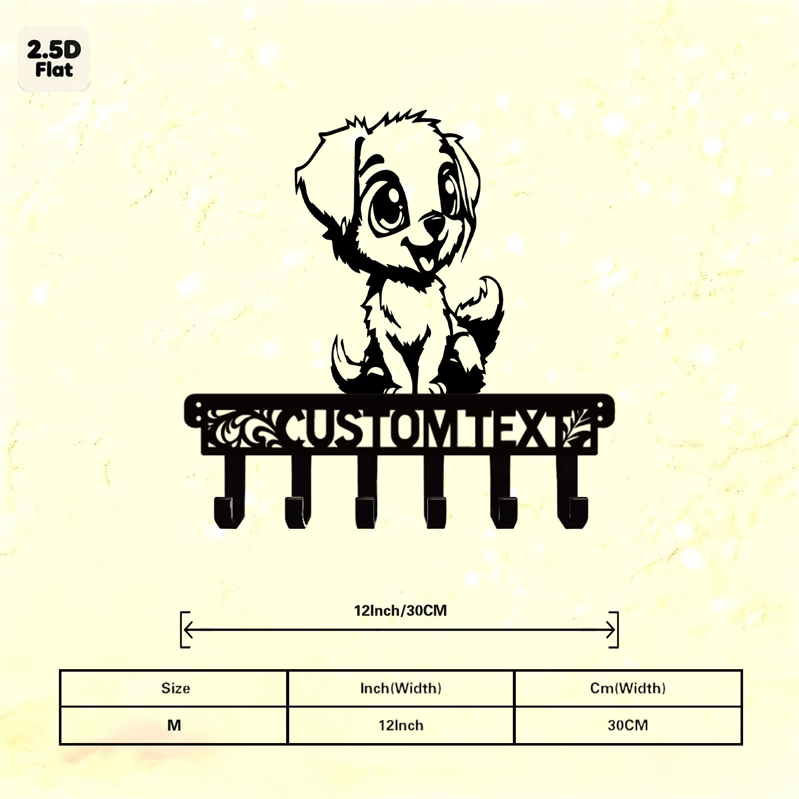 Custom Cute Puppy Metal Wall Sculpture with Hooks