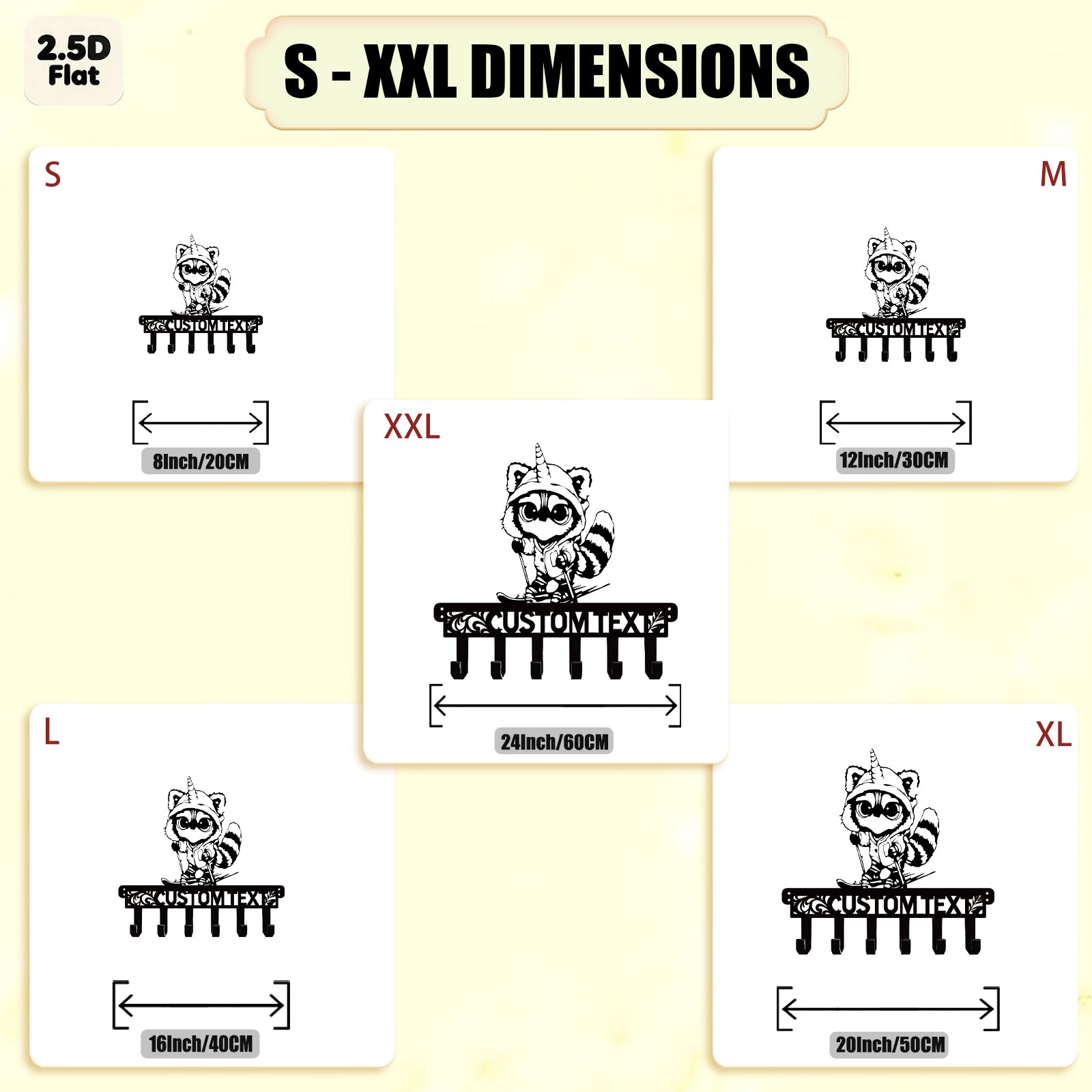 Custom Raccoon Unicorn Hat Metal Wall Sculpture with Hooks