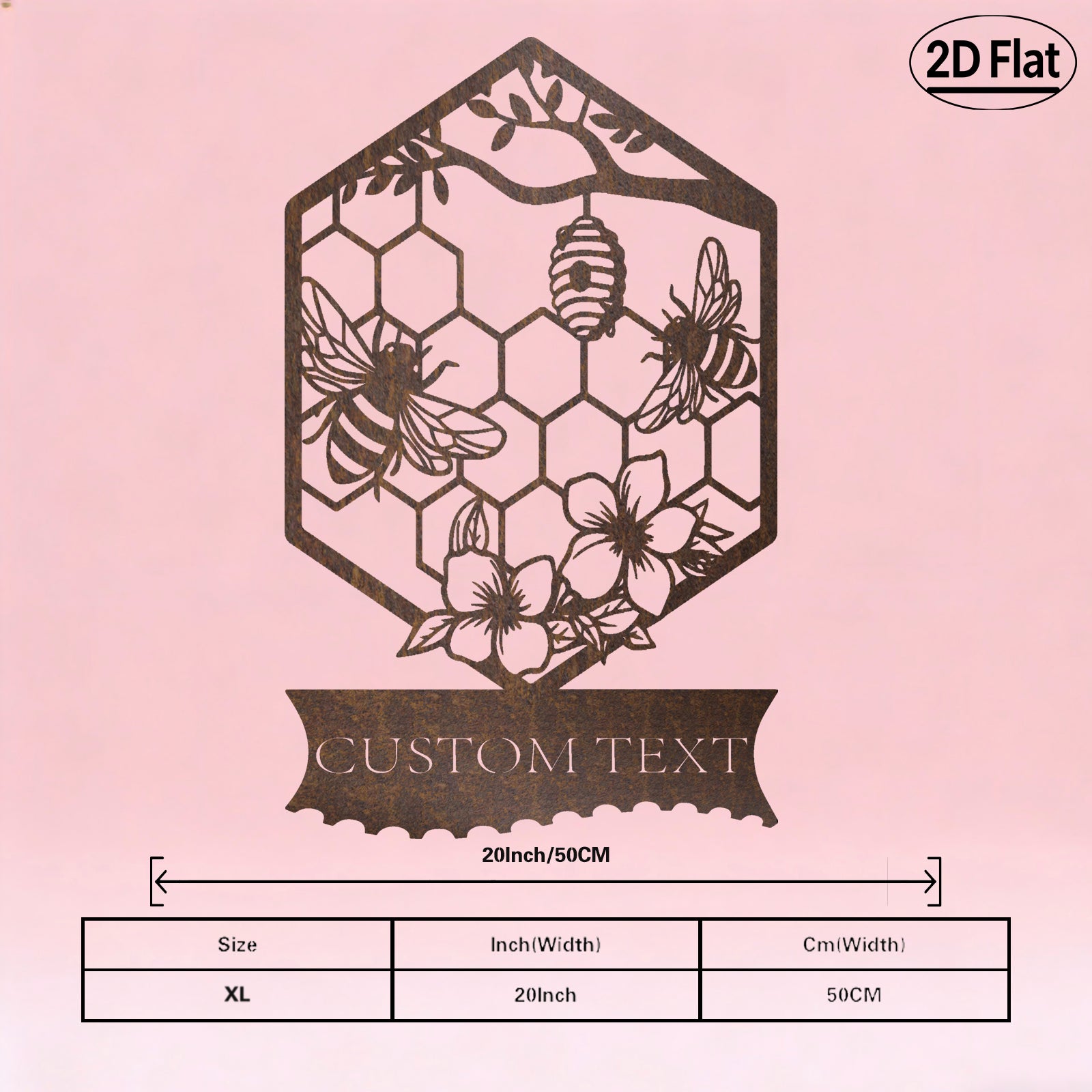 Custom Honeycomb Bee Metal Wall Sculpture