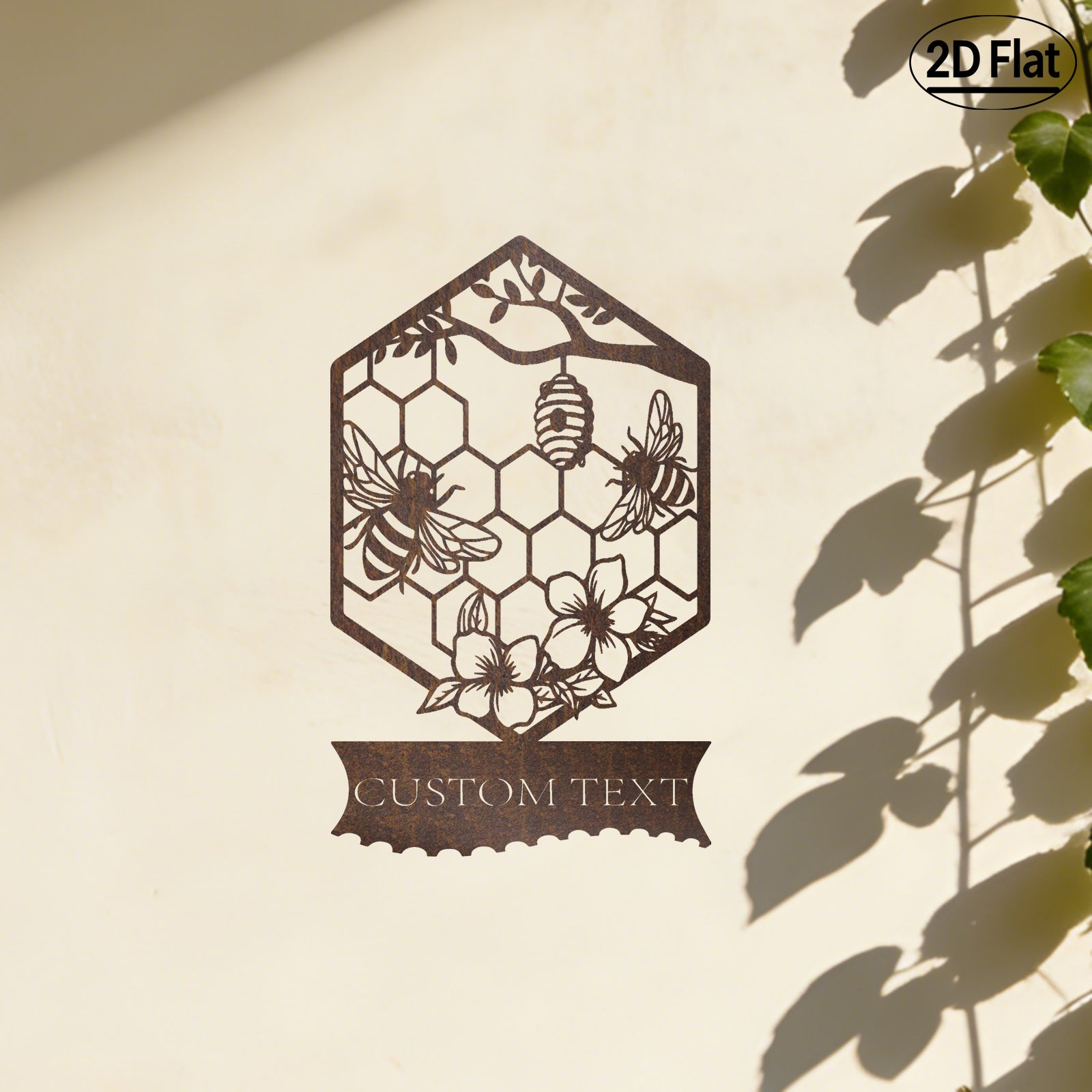 Custom Honeycomb Bee Metal Wall Sculpture
