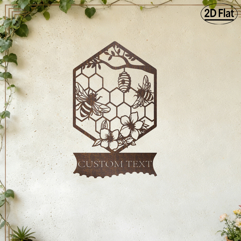 Custom Honeycomb Bee Metal Wall Sculpture
