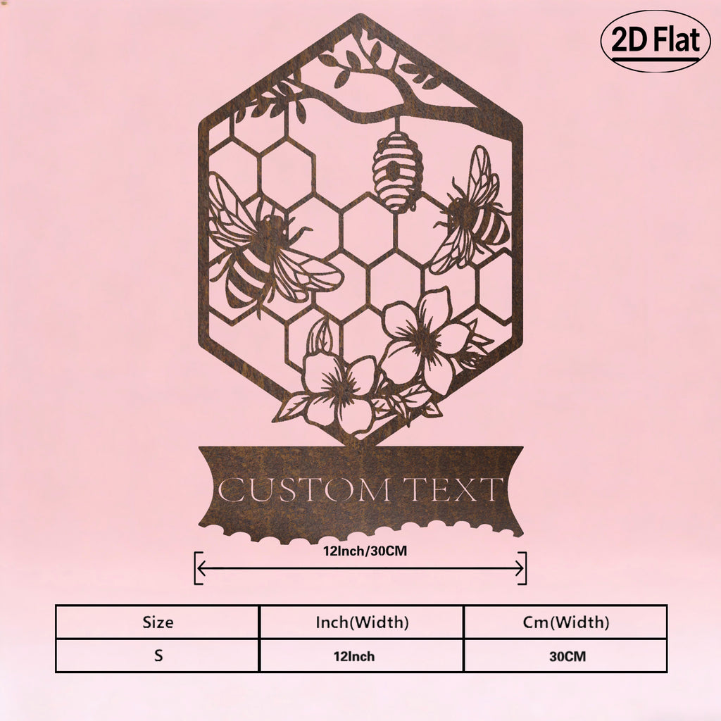 Custom Honeycomb Bee Metal Wall Sculpture