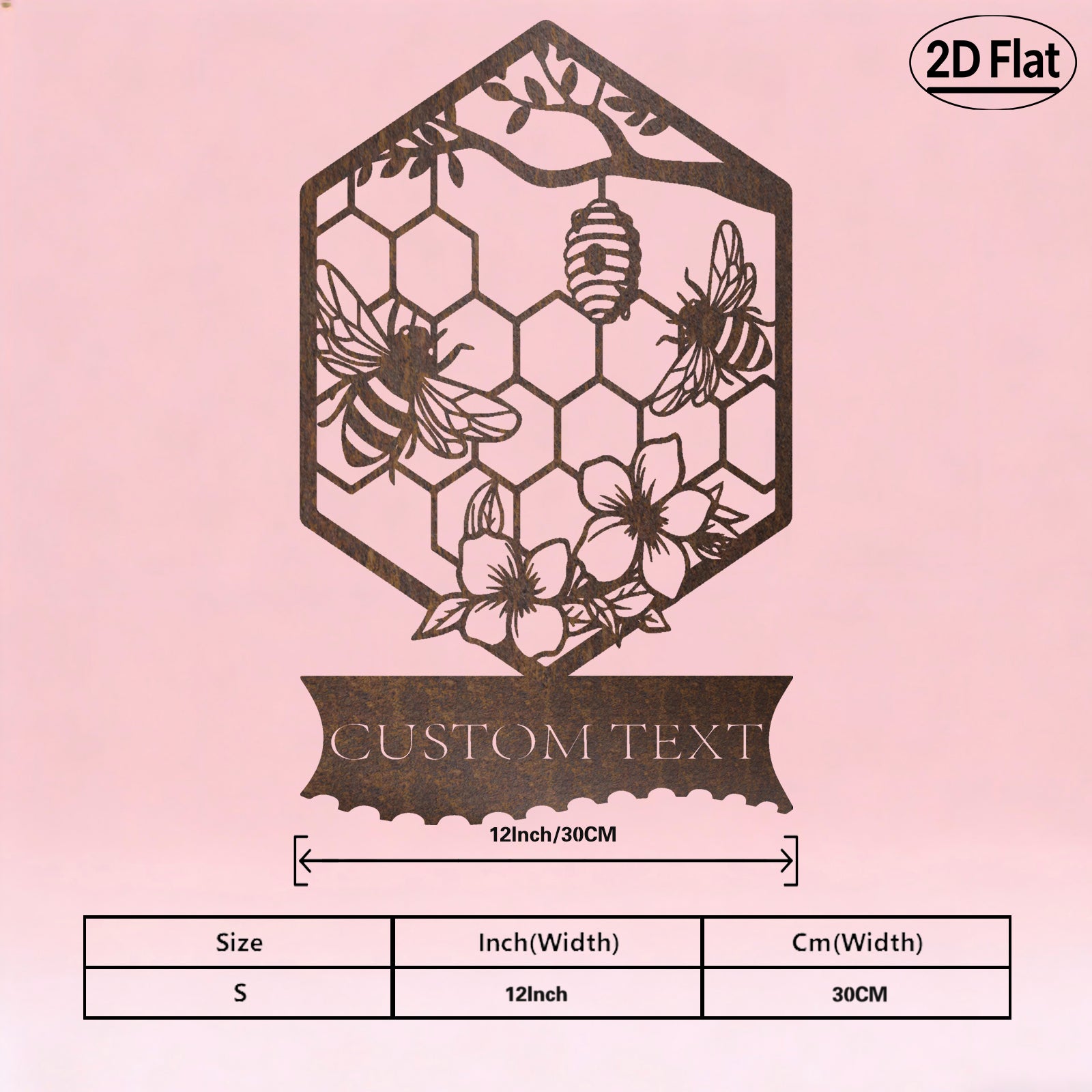 Custom Honeycomb Bee Metal Wall Sculpture