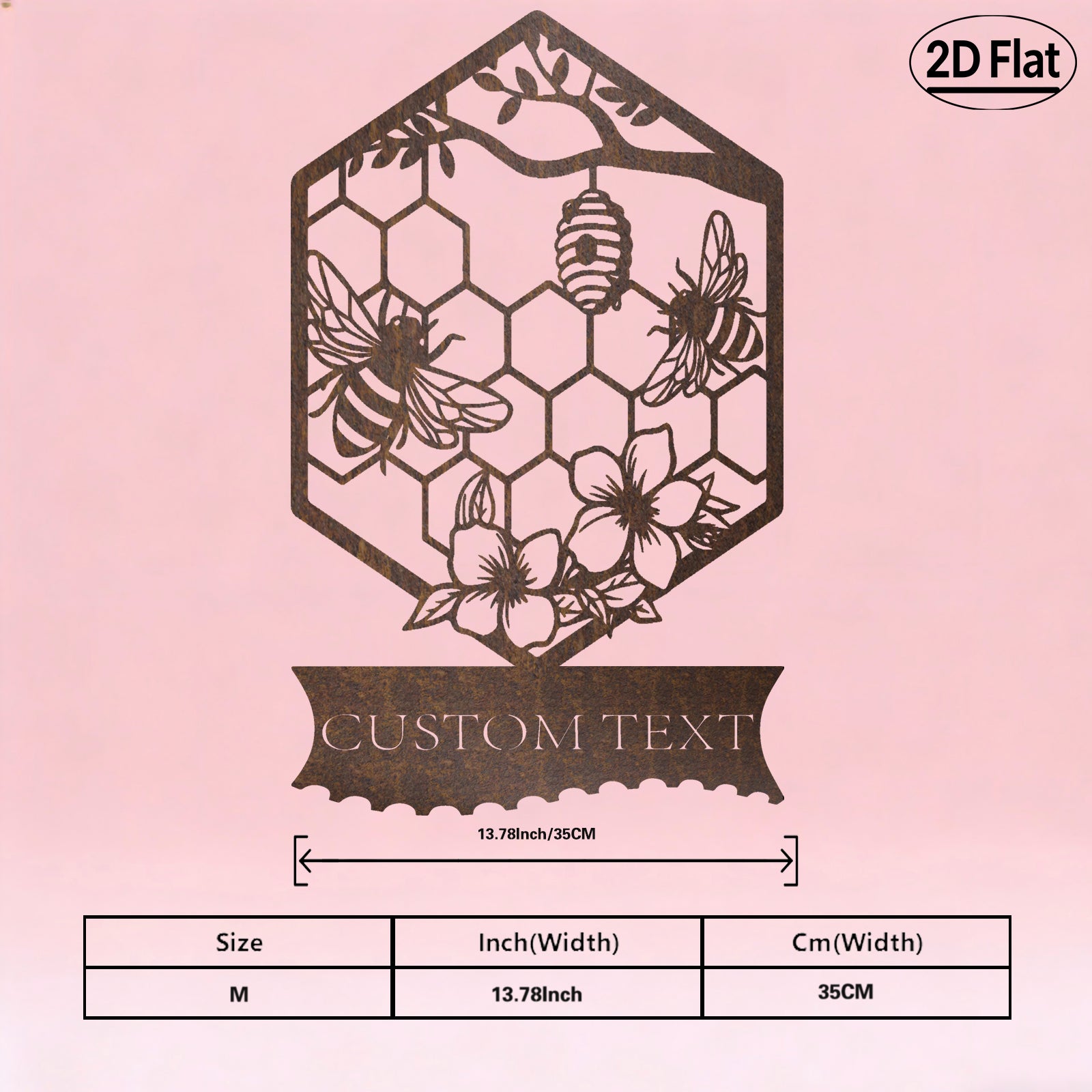 Custom Honeycomb Bee Metal Wall Sculpture