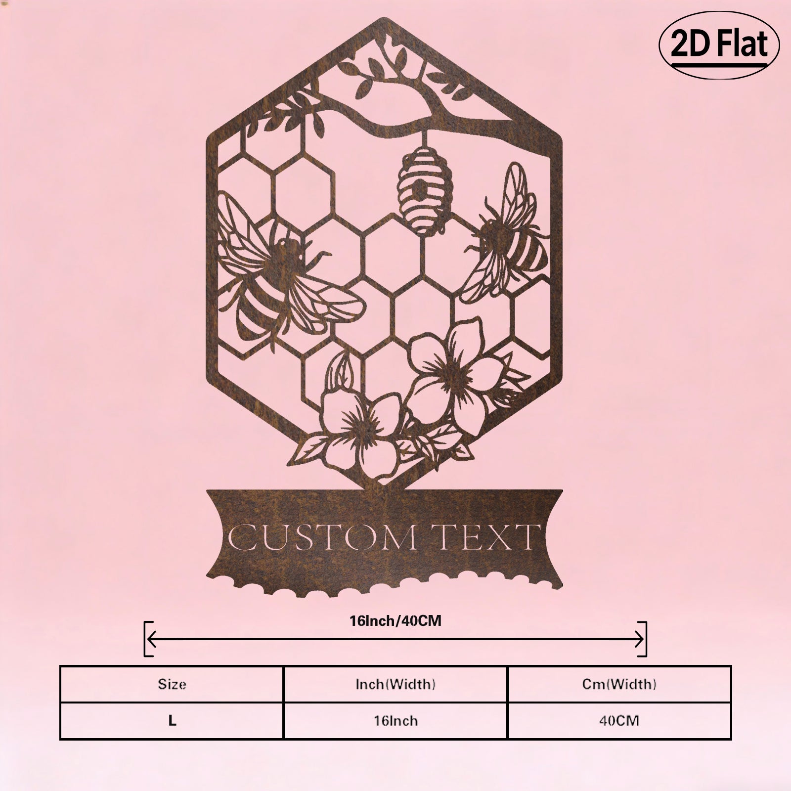 Custom Honeycomb Bee Metal Wall Sculpture