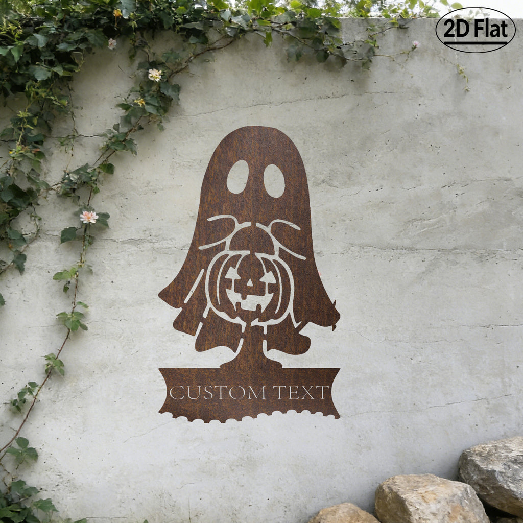 Custom Ghost Jack-o'-lantern Metal Wall Sculpture