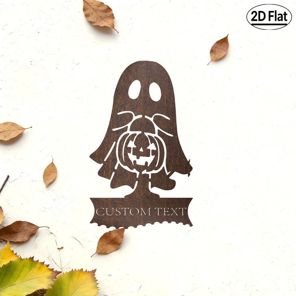 Custom Ghost Jack-o'-lantern Metal Wall Sculpture