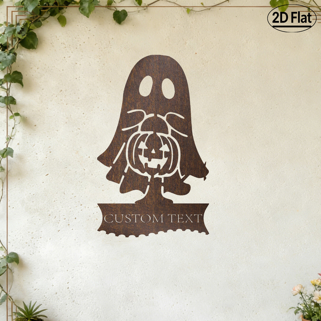 Custom Ghost Jack-o'-lantern Metal Wall Sculpture