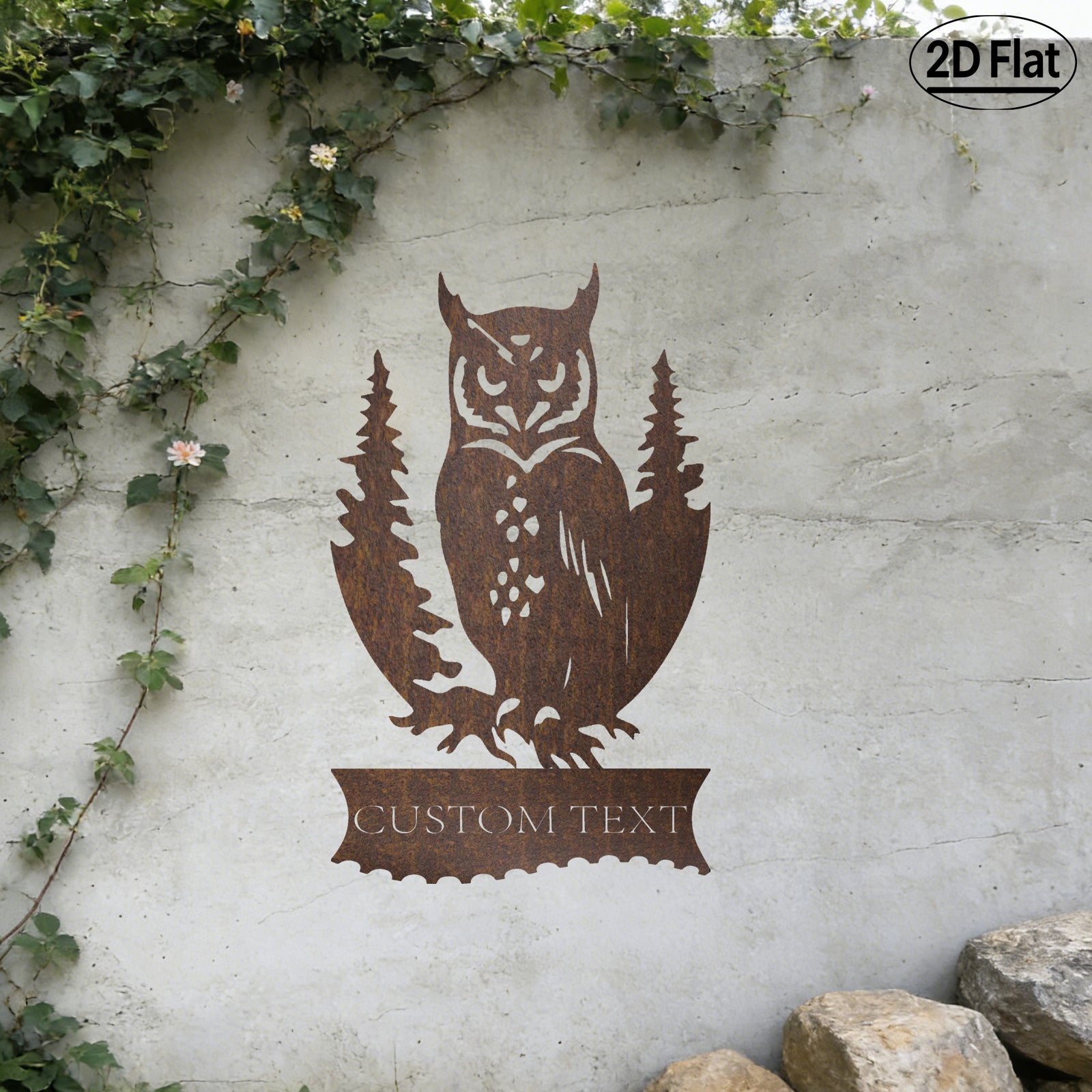 Custom Owl Pine Tree Metal Wall Sculpture