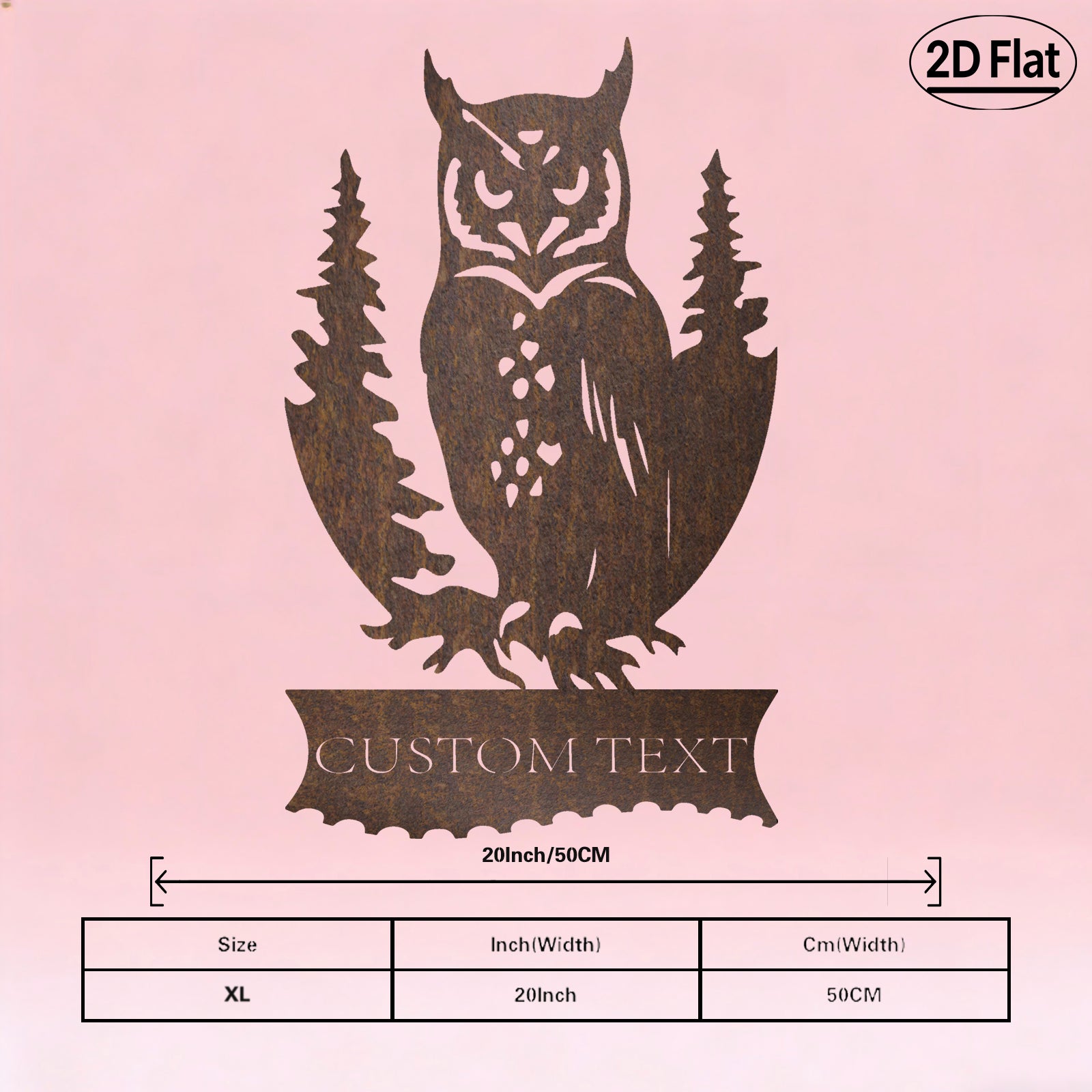 Custom Owl Pine Tree Metal Wall Sculpture