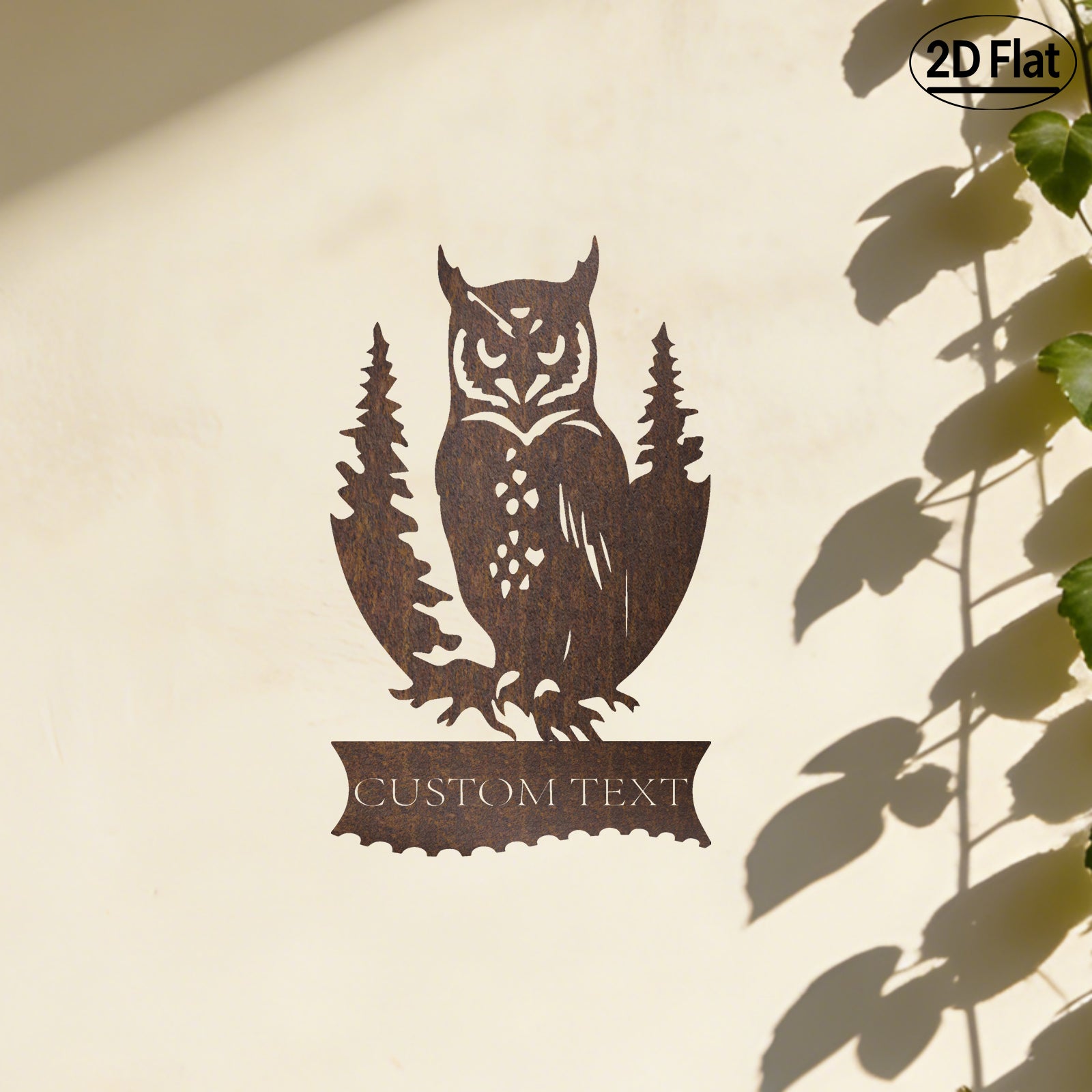 Custom Owl Pine Tree Metal Wall Sculpture